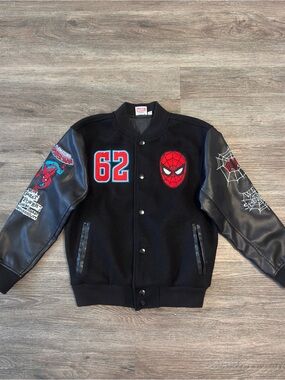 Marvel Black & Red Spider-Man Varsity Jacket for Kids